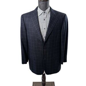 Ermenegildo Zegna Suit 42R Blue and White Plaid